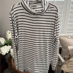 A New Day Black and White Striped Turtleneck
